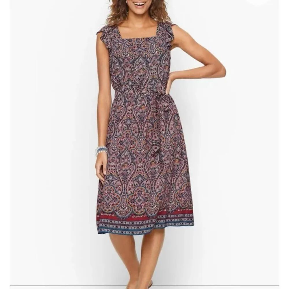 Talbots Square Neck Majestic Medallion Dress size 16W